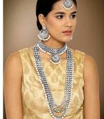 Aheli kundan faux bead bridal necklace jewellery set for women
