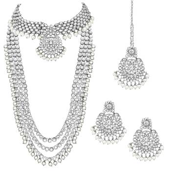 Aheli kundan faux bead bridal necklace jewellery set for women 3