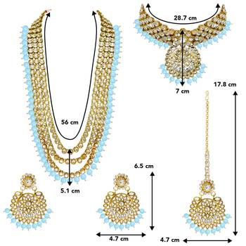 Aheli kundan faux beads studded bridal necklace jewellery set for women 4