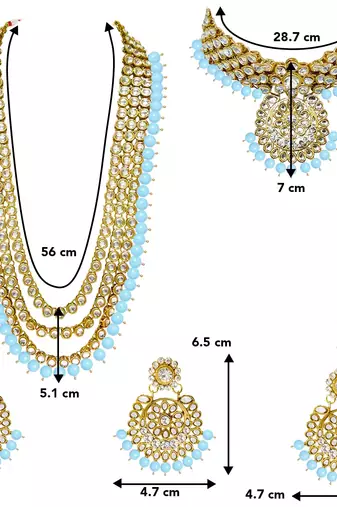 Aheli kundan faux beads studded bridal necklace jewellery set for women