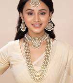 Aheli kundan faux beads studded bridal jewellery set gift for women