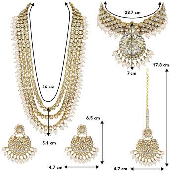 Aheli kundan faux beads studded bridal jewellery set gift for women 4