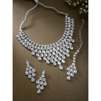 Aheli ethnic indian traditional kundan dulhan bridal with earring maang tikka jewellery set 2