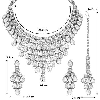 Aheli ethnic indian traditional kundan dulhan bridal with earring maang tikka jewellery set 4