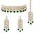 Aheli kundan green faux pearl wedding choker necklace with earring maang tikka jewellery set