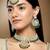 Aheli indian traditional green kundan bead choker necklace with earring mangtikka jewellery set