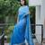 Blue embroidred with embellished blouse & saree