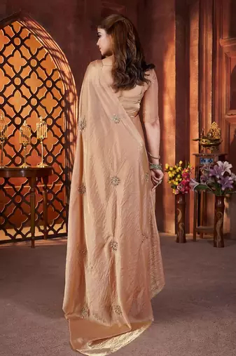 Bronze embellished saree with embellished blouse