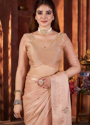 Bronze embellished saree with embellished blouse 3