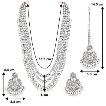 Aheli indian traditional kundan long necklace with earring maang tikka jewellery set 4
