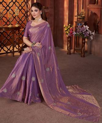 Purple embellished saree with embellished blouse 5