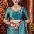 Teal embellished saree with embellished blouse