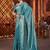 Teal embellished saree with embellished blouse