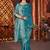 Teal embellished saree with embellished blouse