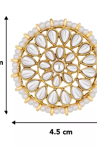 Aheli white 18k gold plated kundan beads studed round stud earrings for girls & women