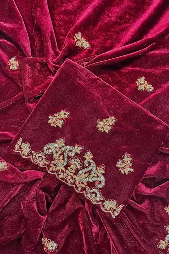 Maroon bloue piece with embroidred saree