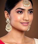 Aheli traditional jewellery kundan and pearl maang tikka earring set for women