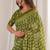 Green bloue piece with cotton printed saree