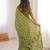 Green bloue piece with cotton printed saree