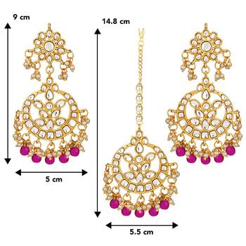 Aheli traditional jewellery kundan pearl maang tikka earring set for women 4