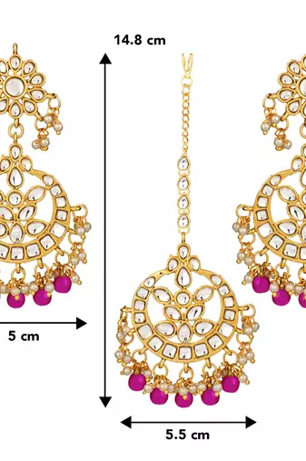 Aheli traditional jewellery kundan pearl maang tikka earring set for women