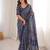 Indigo bloue piece with cotton printed saree