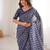 Indigo bloue piece with cotton printed saree