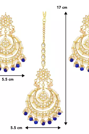 Aheli traditional kundan and pearl maang tikka earring set for women