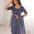 Indigo bloue piece with cotton printed saree