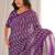 Purple bloue piece with cotton printed saree