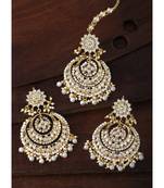 Aheli traditional jewellery kundan pearl maang tikka earring cz set for women
