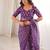 Purple bloue piece with cotton printed saree