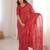 Red bloue piece with cotton printed saree