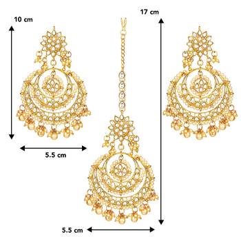 Aheli traditional jewellery kundan pearl maang tikka earring set for women 4