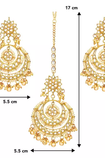 Aheli traditional jewellery kundan pearl maang tikka earring set for women