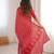 Red bloue piece with cotton printed saree