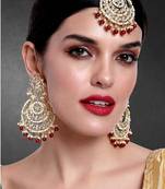 Aheli kundan studded maang tikka earring set traditional jewellery gift for women