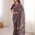 Brown bloue piece with cotton printed saree