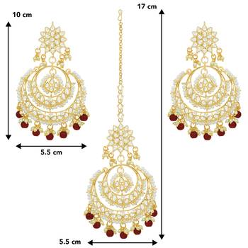 Aheli kundan studded maang tikka earring set traditional jewellery gift for women 4