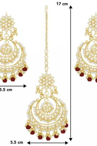 Aheli kundan studded maang tikka earring set traditional jewellery gift for women