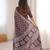 Brown bloue piece with cotton printed saree