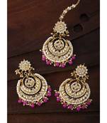 Aheli traditional jewellery kundan pearl maang tikka earring set for women's
