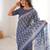 Grey bloue piece with cotton printed saree