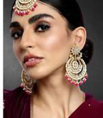 Aheli traditional jewellery kundan pearl maang tikka earring set for women's