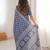 Grey bloue piece with cotton printed saree