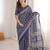 Indigo bloue piece with cotton printed saree