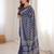 Indigo bloue piece with cotton printed saree