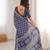 Indigo bloue piece with cotton printed saree