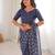 Indigo bloue piece with cotton printed saree