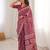 Wine bloue piece with cotton printed saree